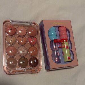 NEW Colorgram Peachy Coral Pink Mini Eyeshadow & Fruity Gloss Warm Set